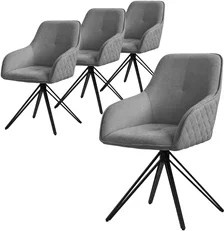 ML-Design 4er Set Esszimmerstühle drehbar in Grau aus Textil Webstoff mit Armlehnen und Metallgestell B/T/H: 57 x 61 x 84,5 cm - Bild 1