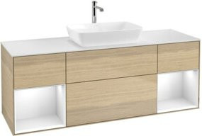 V&B Waschtischunterschrank Finion in Weiß mit Eichenregal, Breite: 160 cm - Bild 1