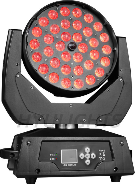 HYULIGHTS LED Zoom Wash Moving Head RGBWA UV 6in1 mit CTO Farbtemperatur DMX512 Bühnen-DJ-Beleuchtung Schwarz - Bild 1