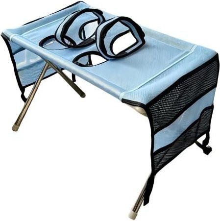 Pets Home Katzenpflegestation Haustiertisch mit klappbarem Ständer und Hängematte in Blau - Bild 1