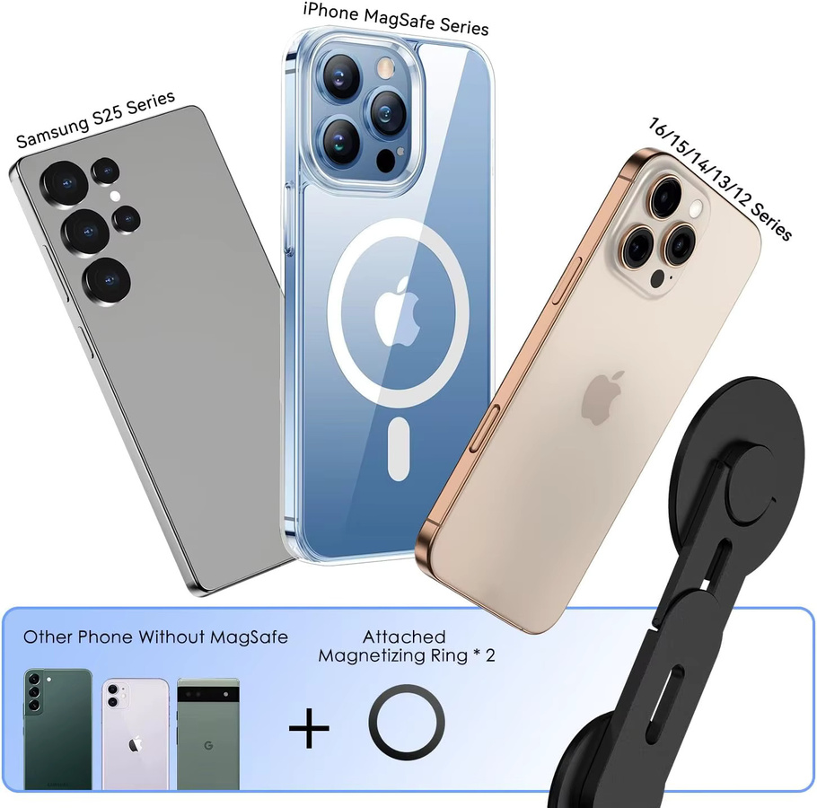 CloudValley Magnetischer Laptop- und Telefonständer, Verstellbarer Kamera-Handyhalter und Faltbarer Ständer für Tesla, PC und Monitor, Schwarz - Bild 6