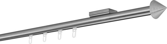 Ondeco Gardinenstange auf Maß mit Innenlauf 20mm und Deckenträger in Edelstahl-Optik, Breite: 340 cm - Bild 1