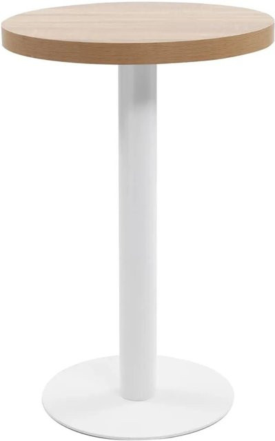 DELUKE Bistrotisch FLORI Rund aus MDF in Hellbraun/Weiß, Durchmesser: 50 cm, Höhe: 75 cm - Bild 1