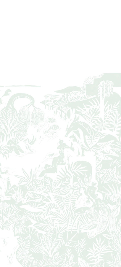 Isidore Leroy Mural Eternelles Vert Pastel Wandgestaltung mit floralem Design in Grün, Panel B - Bild 1