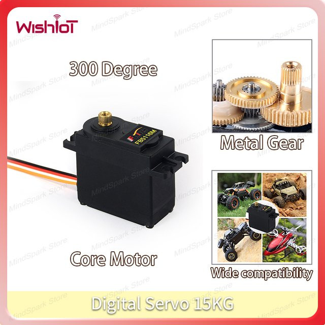 wishiot Digitales Servo 15 kg, mit Positionsrückmeldung, Kupfer-Getriebekernmotor, 300 Grad - Bild 1