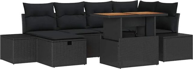 7-teiliges vidaXL Garten-Sofa-Set aus Poly-Rattan in Schwarz - Bild 1