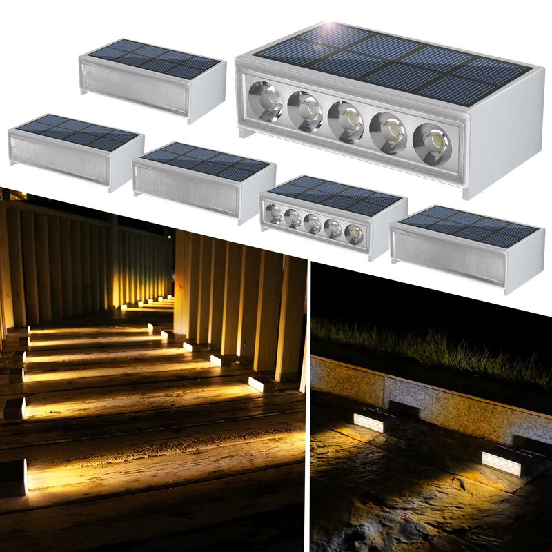 T-SUNRISE 6er Set Solar LED Treppenleuchten IP67 Wasserdicht für Garten und Pfad in Weiß - Bild 7