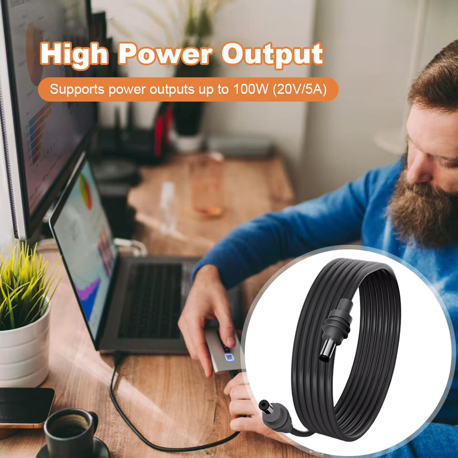 ALLOYSEED Stromkabel Leitungsadapter für Starlink Mini Gen 3, Wasserdichter USB-C zu DC Konverter, 100 W, Schwarz - Bild 3