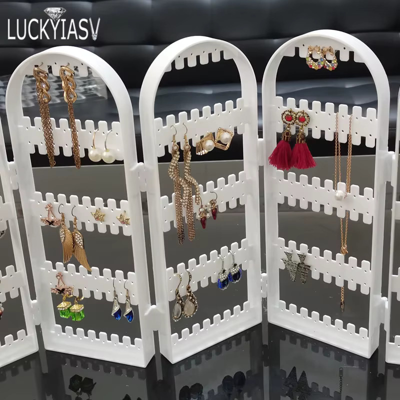 Luckyiasv Ohrring Display aus transparentem Kunststoff mit klappbarem Schmuckständer für die Tischpräsentation - Bild 3