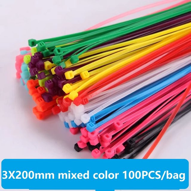 FATO Nylon-Kabelbinder in Mehrfarbige, 100 Stück, B/H: 3 x 200 mm - Bild 1