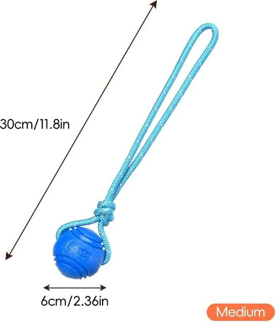 Binchi Hundetrainingsball an Seil, Baumwollseil, blau - Bild 1