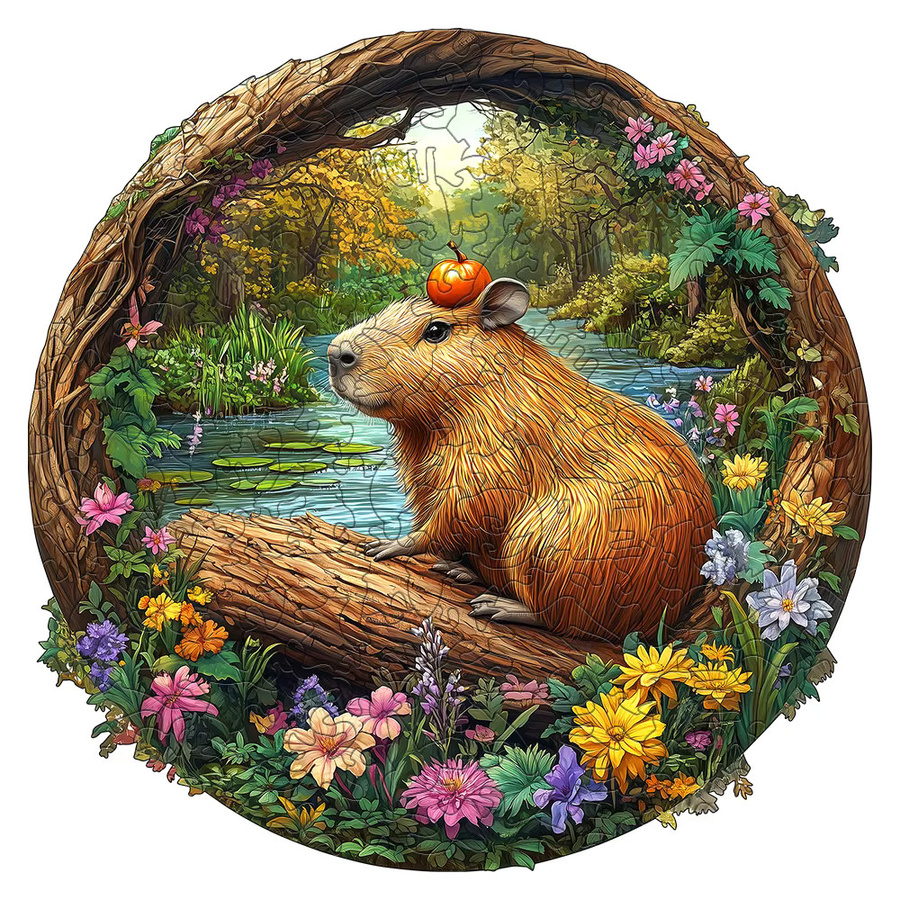 Supretty Holzpuzzle Capybara mit Kürbis, Waldtier-Puzzle, Bunt / Mehrfarbig - Bild 6