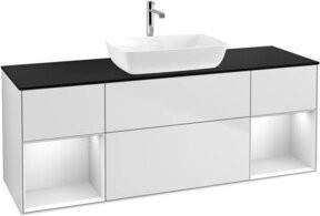 V&B Waschtischunterschrank Finion mit Wandbeleuchtung, Weiß lackiert, Breite: 160 cm, Tiefe: 50,1 cm, Höhe: 50,1 cm - Bild 1