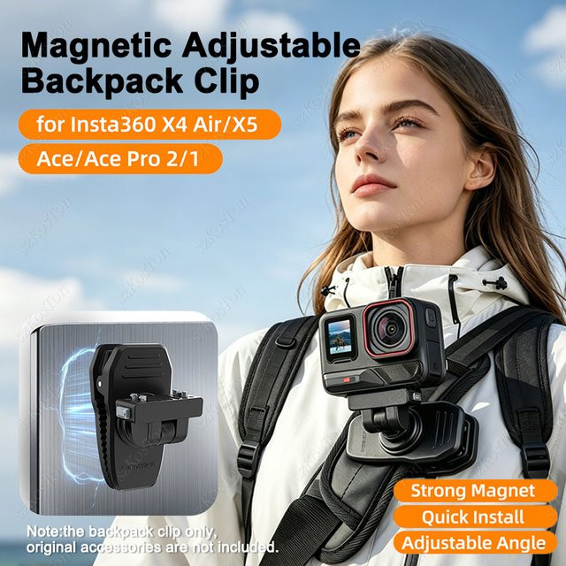 SZKOSTON Magnetischer Schnellverschluss 360 Grad Drehbarer Rucksack-Clip-Verschluss für Insta360 X4 Air X5 Ace Ace Pro2 1 Kamera-Zubehör in Schwarz - Bild 1
