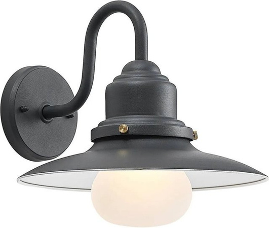 Lindby Wandleuchte Außen Roisin 9915011 Retro Vintage Antik, Farbe: Alu-grau, Material: Metall und Glas, E27, IP44, H x B x T: 35,5 x 31,0 x 23,0 cm