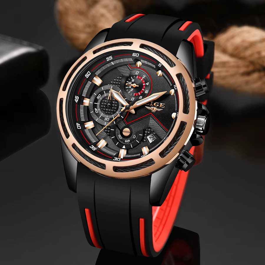 LIGE Armbanduhr Quarz, Silikon, Blau, Herren - Bild 3