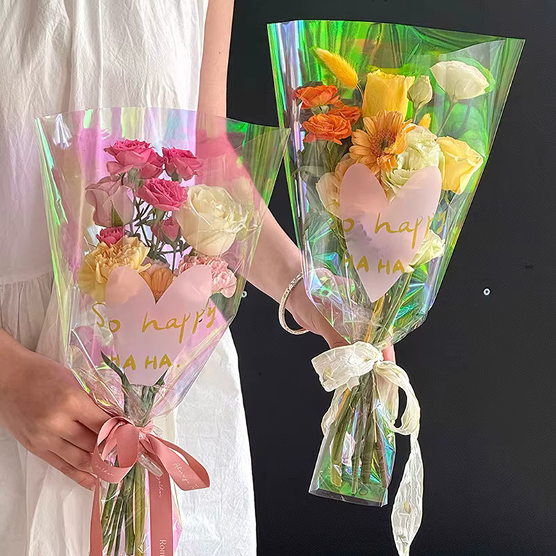 30 Stück wasserdichte Rosenhüllen mit Herzdesign in Multicolour für DIY-Geschenkverpackungen - Bild 1