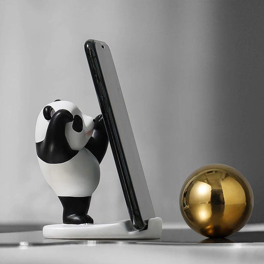 Dekorativer Telefonständer in Panda-Form aus Kunststoff, weißer Desktop-Handyhalter rutschfest und stabil - Bild 2