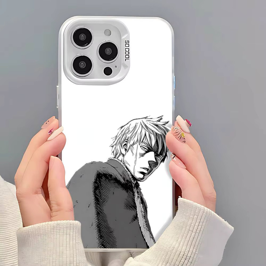 H-Vinland Saga Handyhülle für Apple iPhone 17 16 15 14 13 12 11 Pro Max X XS XR, Galvanisch Versilberte IMD Stoßfeste Schutzhülle in Silber - Bild 3