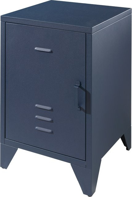 BRONXX Nachtkonsole im Industrial-Look aus Metall in Blue Denim, matt - Bild 1
