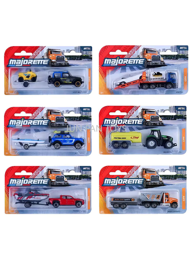 Majorette City Trailer, Pickup-Truck-Anhänger-Set, 1:64, Metall - Bild 2