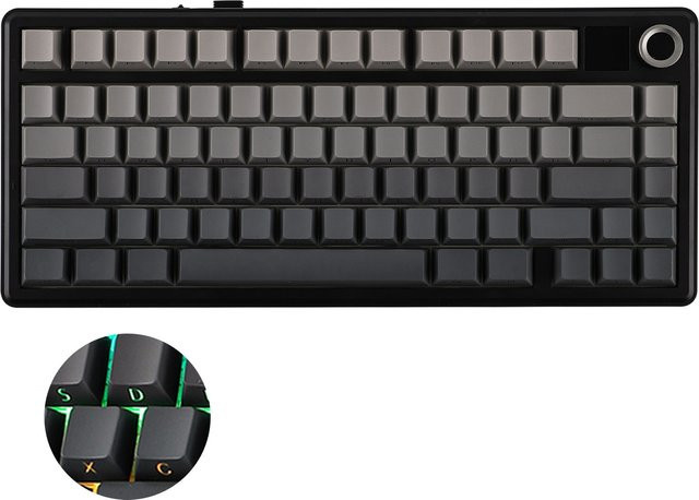 EPOMAKER X AULA F75 MAX Mechanische Tastatur mit 75 % ANSI-Layout, kabellos via Bluetooth oder 2,4 GHz sowie kabelgebunden, mit TFT-Bildschirm und Drehknopf, Pink/Weiß - Bild 1
