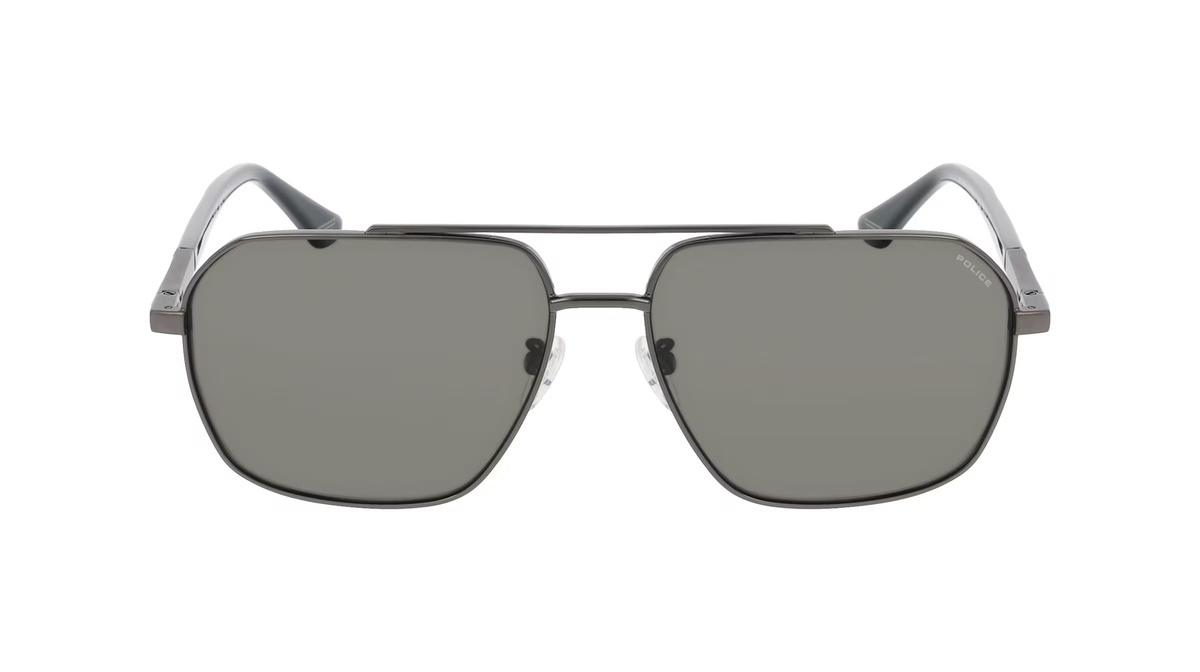 Police SPLQ85 Sonnenbrille Pilot, Vollrand, Metall, Grau, Herren - Bild 1