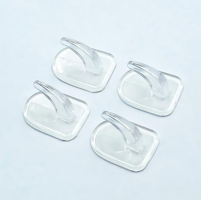 10 Stück SZwatch Spurlos Acryl Klebehaken Transparent, Bohrfreie Wandhaken aus Kunststoff für Badezimmer und Haushalt - Bild 1