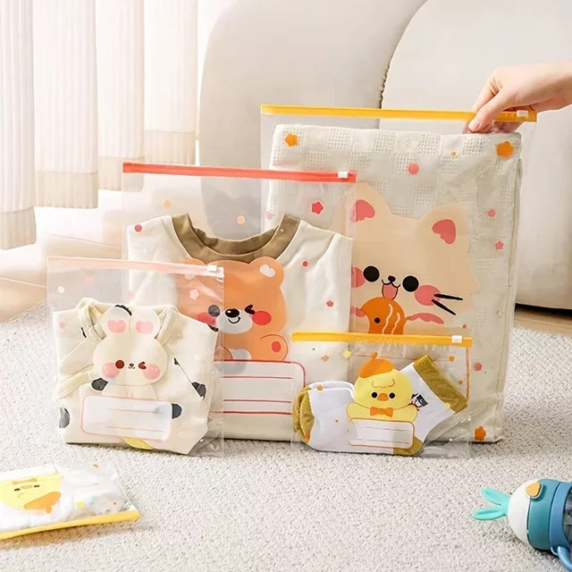 Set aus 10 oder 20 niedlichen Reise-Aufbewahrungsbeuteln mit Tiermotiv in Multicolor für Kleidung und Schuhzubehör aus Kunststoff - Bild 1