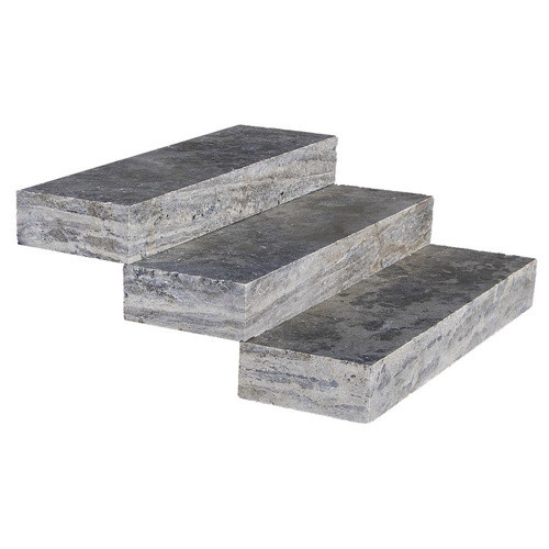 WOHNRAUSCH Blockstufe Mudra Grey aus Travertin in Grau und Beige, B: 100 cm, T: 35 cm, H: 15 cm - Bild 2