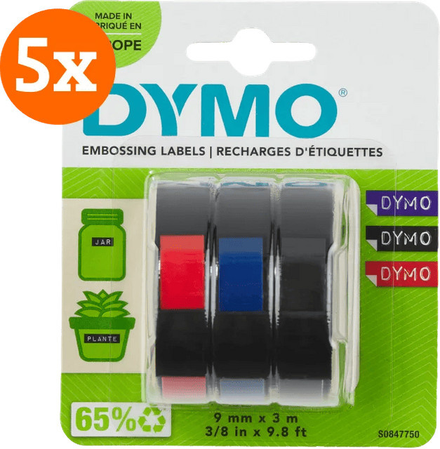 DYMO Prägeband 9 mm 3-Farben-Set im 5er-Pack - Bild 1