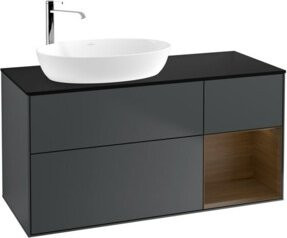 V&B Waschtischunterschrank Finion mit Wandbeleuchtung, Breite: 120 cm, Tiefe: 50,1 cm, Höhe: 50,1 cm, lackiert, matt dunkelblau - Bild 1