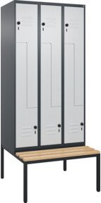 C+P Z-Spind Classic PLUS Sitzbank mit 6 Fächern und Sicherheits-Drehriegel, Sitzfläche aus Buche-Hartholz, B/T/H: 212,0 x 90,0 x 81,5 cm - Bild 1