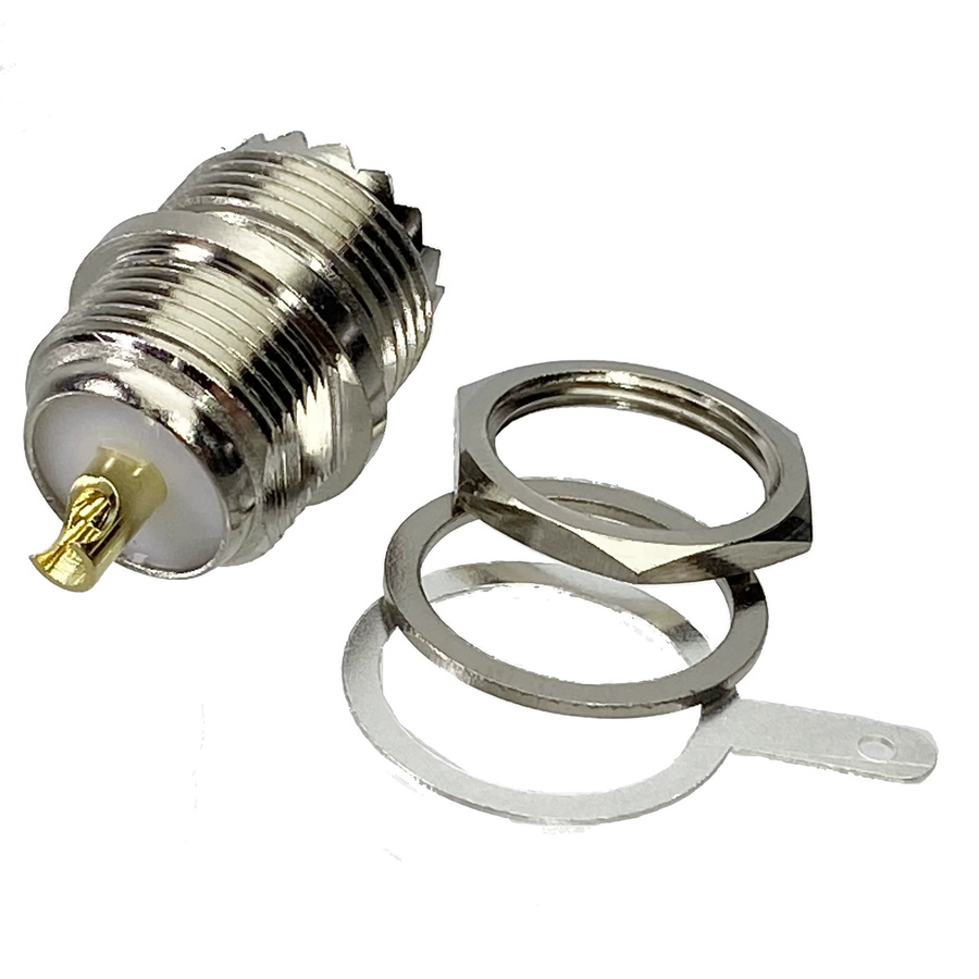 10er Set UHF SO239 Buchsen mit Lötplatte, weibliche Stecker, gerade, Farbe: Silber - Bild 2