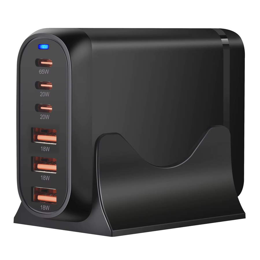 Deepartner 120 W GAN-Ladegerät mit 6 USB-C Ports, PD Schnellladegerät und Quick Charge 3.0, Schwarz - Bild 3