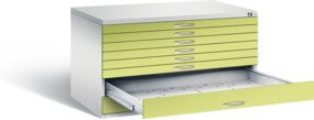 C+P Flachablageschrank Serie 7100_7200 aus Stahl, Front Viridingrün, Korpus Lichtgrau, H x B x T: 76,0 x 135,0 x 96,0 cm - Bild 1