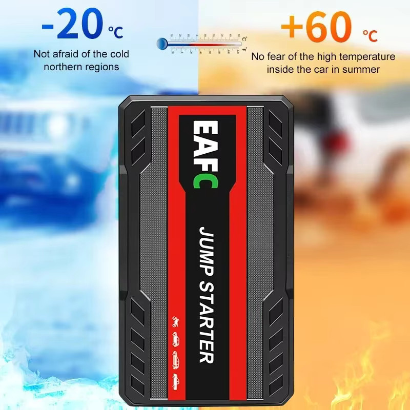EAFC Auto Starthilfe Power Bank mit 600A 12V Batterie Booster und LED-Licht in Rot und Schwarz - Bild 3