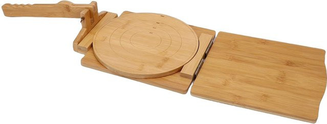 Aimo Holz-Tortilla-Presse aus Holz in Braun mit ergonomischem Griff und drehbarer Funktion für Mais-Tortillas - Bild 1