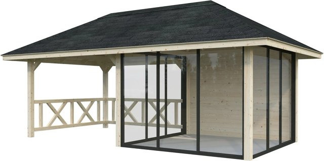 PALMAKO Pavillon Bianca Set 204 Slide aus Fichtenholz in Braun mit transparentem Zeltdach, B/H/T: 588 x 319 x 300 cm - Bild 2