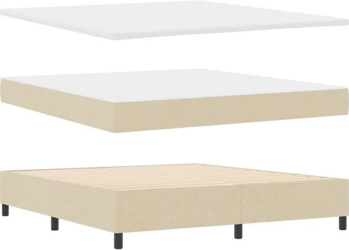 vidaXL Boxspringbett mit Matratze und Bank in Beige aus Stoff, B/T: 180 x 200 cm - Bild 1