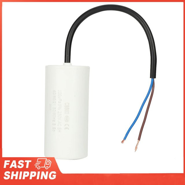 KKMOON Betriebskondensator mit Kabel 250 V AC 100 uF 50/60 Hz in Weiß für Motorluftkompressor - Bild 1