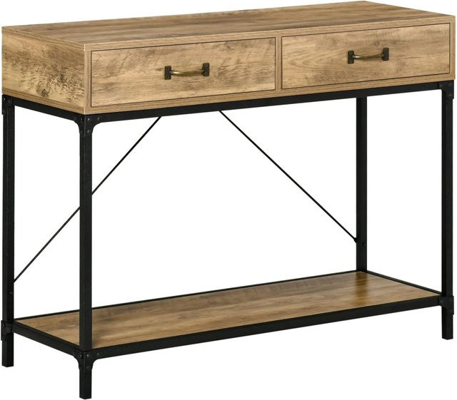 HOMCOM Konsolentisch im Industrie-Design aus Spanplatte und Metall, Braun, B: 100 cm, T: 35 cm, H: 76,5 cm - Bild 1
