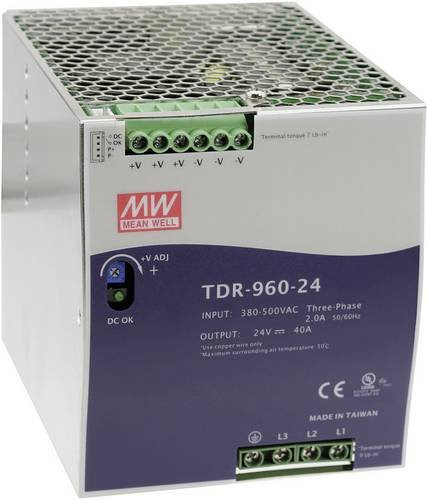 Mean Well TDR-960-48 Hutschienen-Netzteil in Silber, 48 V/DC, 20A, 960W - Bild 1