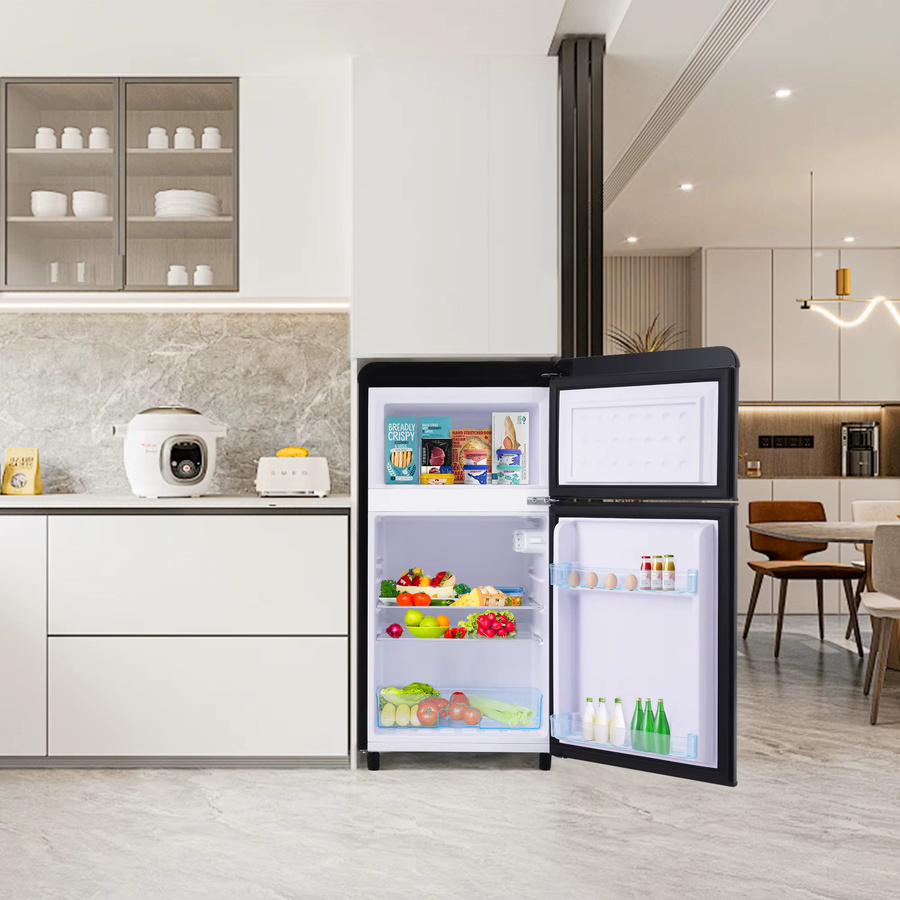 Rbefeuly Mini-Kühlschrank in Schwarz mit 72 Liter Gesamtvolumen und 21 Liter Gefrierfach - Bild 4