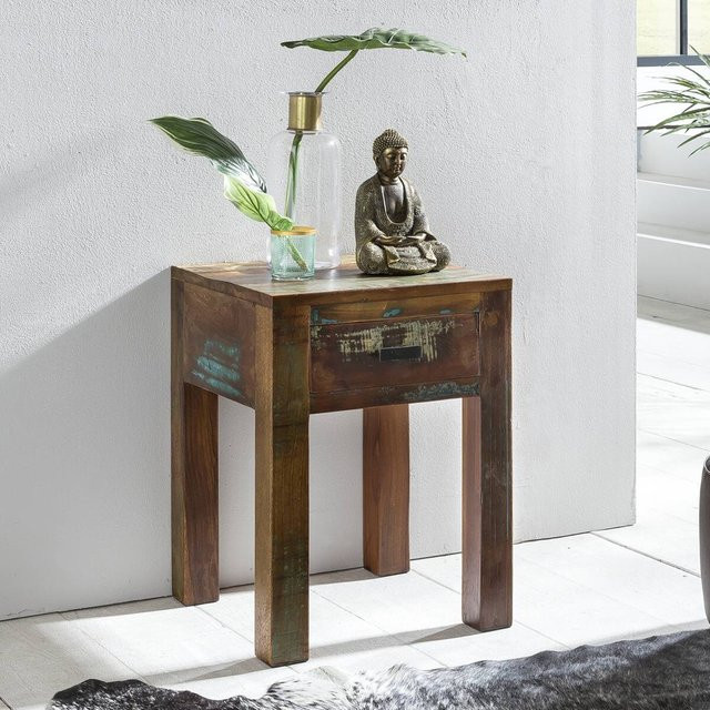 Wohnling Nachtkonsole aus Mangoholz in Braun, orientalisch, B/H/T: 40 x 55 x 40 cm - Bild 1