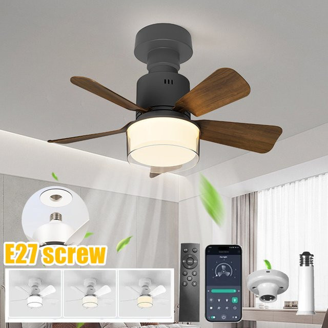 VENUSWING E27 LED-Deckenventilatorleuchte in Weiß mit APP-Fernbedienung, dimmbar und WiFi-Steuerung für Wohnzimmer und Arbeitszimmer - Bild 1
