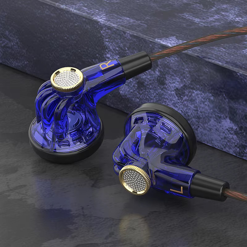 QKZ MDR Kabelgebundene Kopfhörer in Lila mit 16 mm dynamischem Treiber, In-Line-Steuerung und Mikrofon für HiFi-Stereo-Musik und Sport - Bild 3
