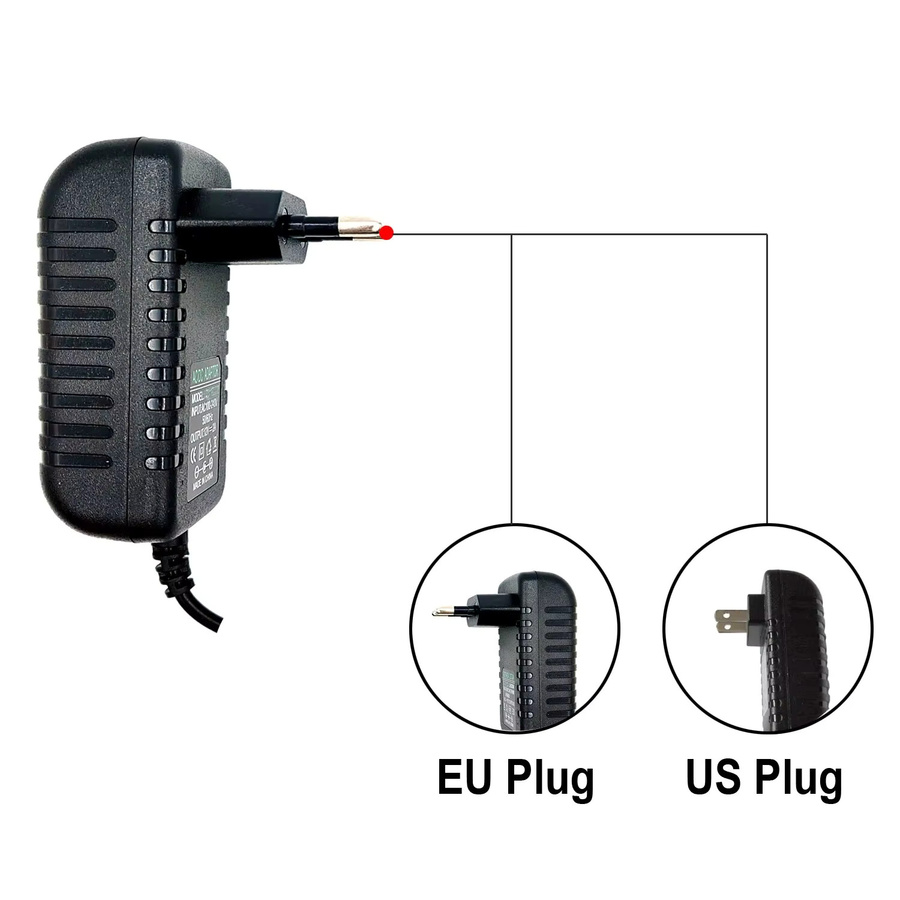 JIENUO Universal Netzteil Konverter mit EU/US Stecker, 12V Gleichstrom Ausgang, Schwarz - Bild 2