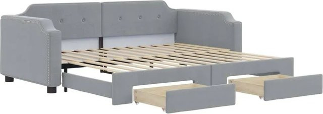 vidaXL Schlafsofa mit ausziehbarer Schublade in Grau mit Polsterung und Metallrahmen - Bild 1