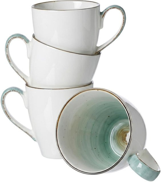 Ritzenhoff & Breker Henkelbecher Cosmo aus Keramik, 4er Set, Blau und Weiß, 400 ml - Bild 1